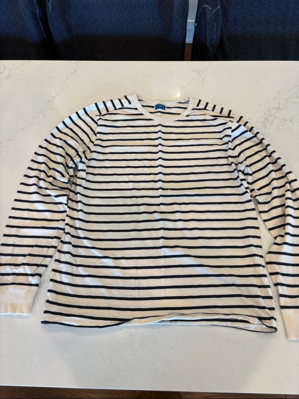 J. Crew Navy and White Striped Crew Neck Tee